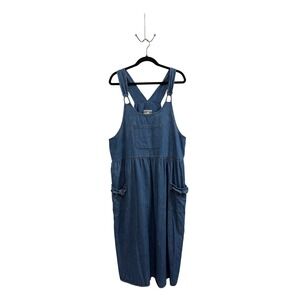 Coldwater Creek Denim Pinafore Dress  Sleeveless Overall Maxi XL 2X 3X Vintage